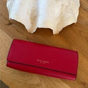 NWOT Henri Bendel Red Leather sunglasses case wallet
